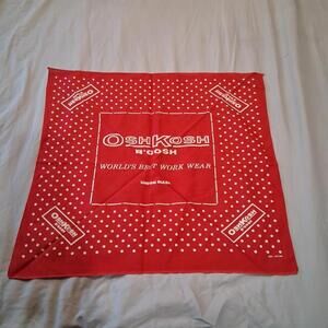 Vintage Union Made Osh Kosh B’Gosh Red 100% Cotton Bandana Handkerchief 21”
